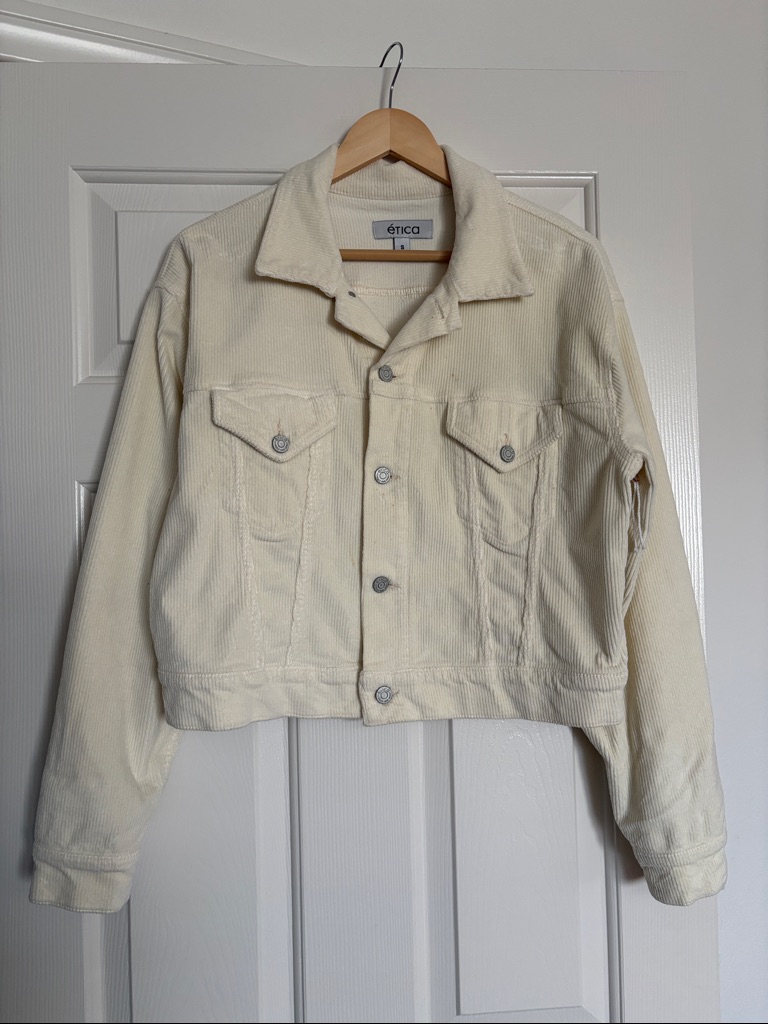 Etica White Corduroy Jacket Nwot Sz S